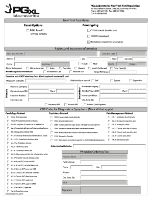 PGXL Laboratories New York Test Requisition