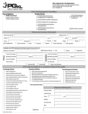PGXL Pain Management Test Requisition