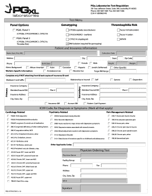 PGXL Laboratories Test Requisition Form