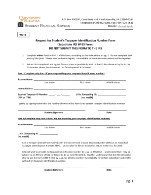 Request for Student's Taxpayer Identification Number Form