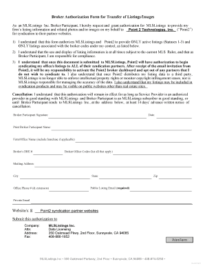 Broker Authorization to Distribute Form