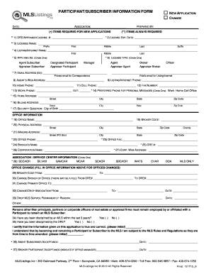Participant/Subscriber Information Form