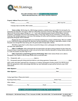 Seller's Instruction to Omit Listing Photograph