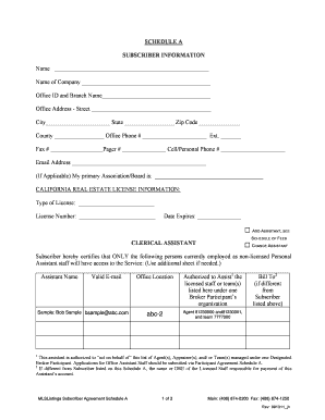 MLSListings Subscriber Agreement Schedule A
