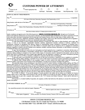 Customs Power of Attorney