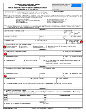 FDA Device Establishment Registration Form