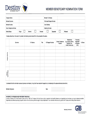 Member Beneficiary Nomination Form