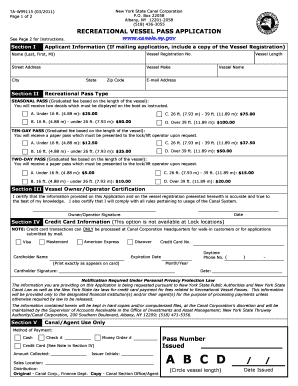 New York State Recreational Vessel Pass Application