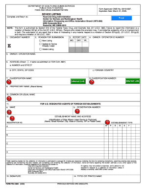 FDA Device Listing Form