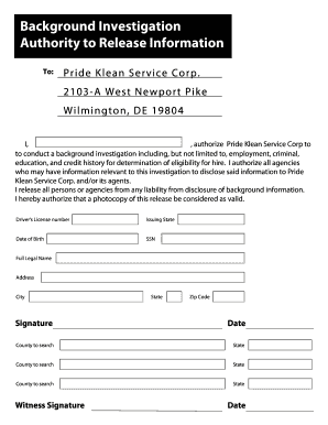 Background Investigation Authorization