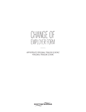 Scottish Widows Personal Pension Scheme Change of Employer Form