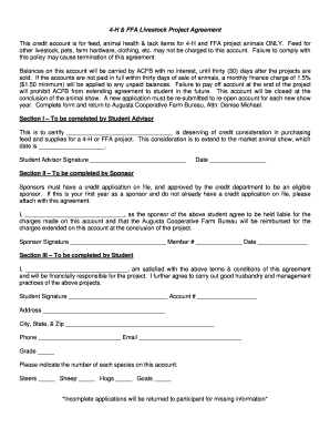 4-H & FFA Livestock Project Agreement