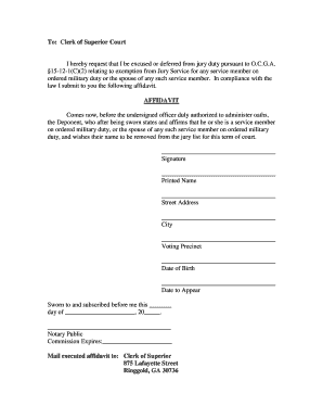 Georgia Jury Duty Exemption Affidavit