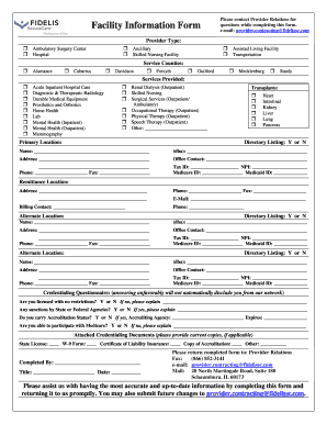 Facility Information Form