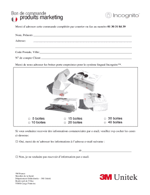 Formulaire de commande pour le système lingual Incognito™