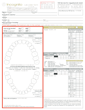 Lab Order Form for Orthodontic Braces
