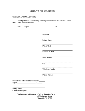 Affidavit for Non-Citizen