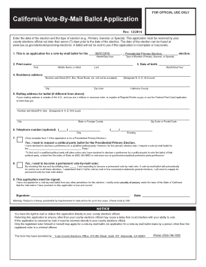 California Vote-By-Mail Ballot Application