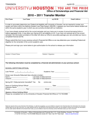 Transfer Monitor Form