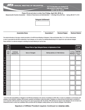 MTA Delegate Report Form