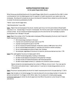 IRS Form 8941 Instructions for Oregon-Idaho Churches