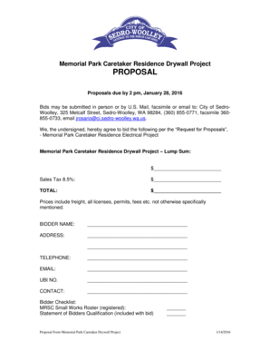 Memorial Park Caretaker Residence Drywall Project PROPOSAL