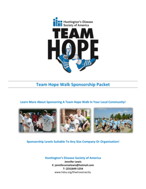 Team Hope Walk Sponsorship Packet
