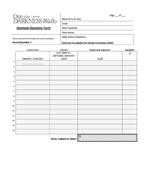 Itemized Donation Form