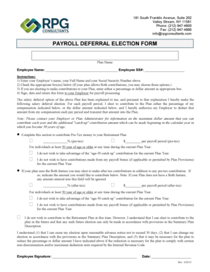 Payroll Deferral Election Form
