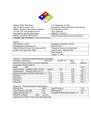 Material Safety Data Sheet