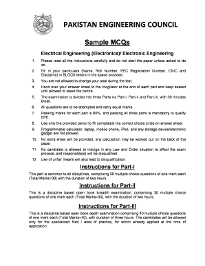 PEC Electrical Engineering Exam Sample MCQs