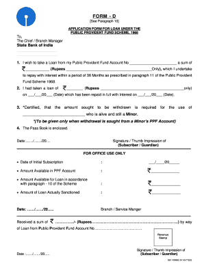 Public Provident Fund Loan Application Form