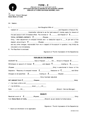 Senior Citizens Savings Scheme Account Closure Form