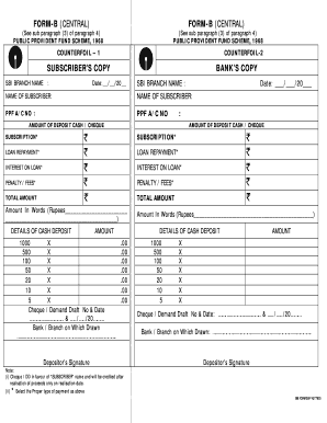 Public Provident Fund Deposit Form
