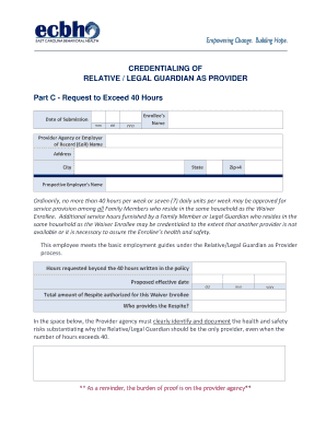 Credentialing of Relative / Legal Guardian as Provider