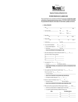 Petition for In-State Classification