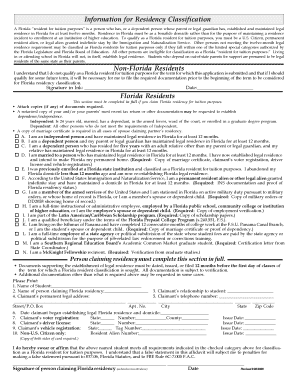 Florida Residency Classification Form