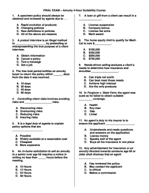 Annuity 4-Hour Suitability Course Exam