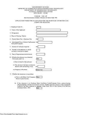 Government of India Advance Purchase Application
