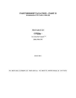 Partnership Taxation Quiz Form