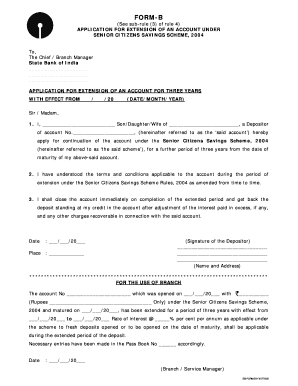 Senior Citizens Savings Scheme Extension Application