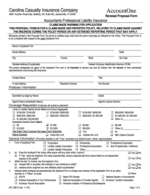 Accountants Professional Liability Insurance Proposal Form