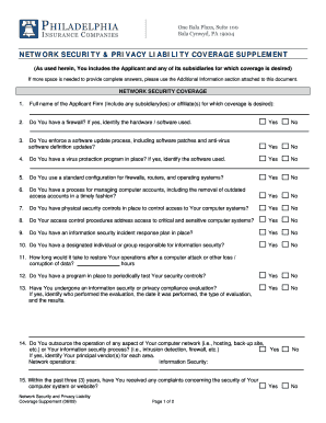 Network Security and Privacy Liability Coverage Supplement