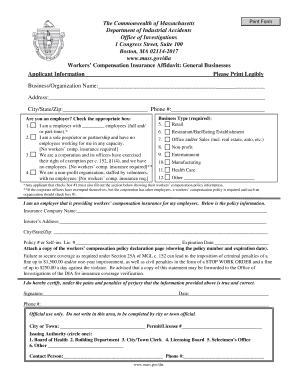 Massachusetts General Permit Application