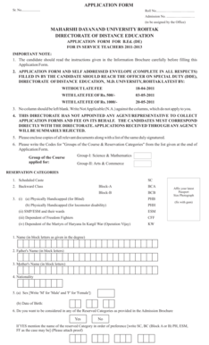 B.Ed. Application Form for In-Service Teachers