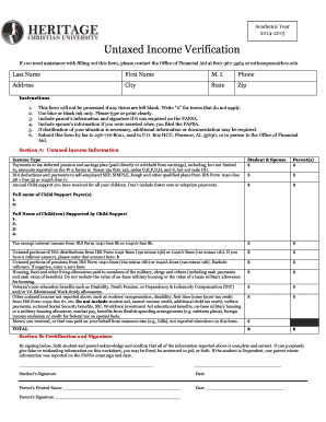 Untaxed Income Verification Form