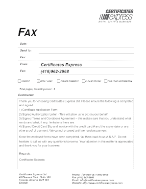 Certificate Application Form