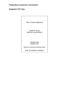 Postgraduate Assessment Submissions Form