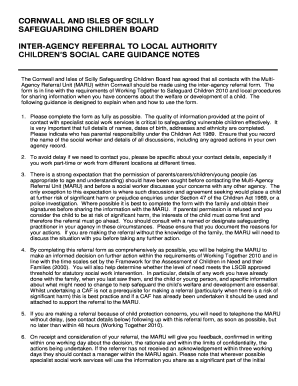 Inter-Agency Referral to Local Authority Children's Social Care