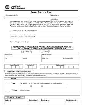 Direct Deposit Authorization Form